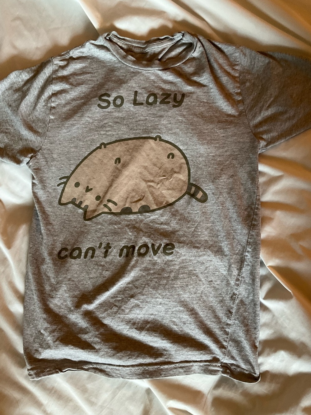 Pusheen XS or X Small Grey Graphic  So Lazy Tee